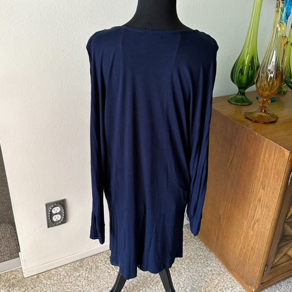 Beautiful Design History Long navy Blue Tunis with front pleats EUC Large - Picture 4 of 6